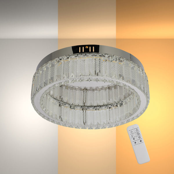 Ring Crystal Chrome Flush Ceiling Chandelier Light TEKLED
