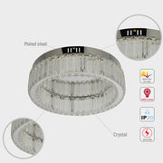 Ring Crystal Chrome Flush Ceiling Chandelier Light with Remote Control 3 Colour 11