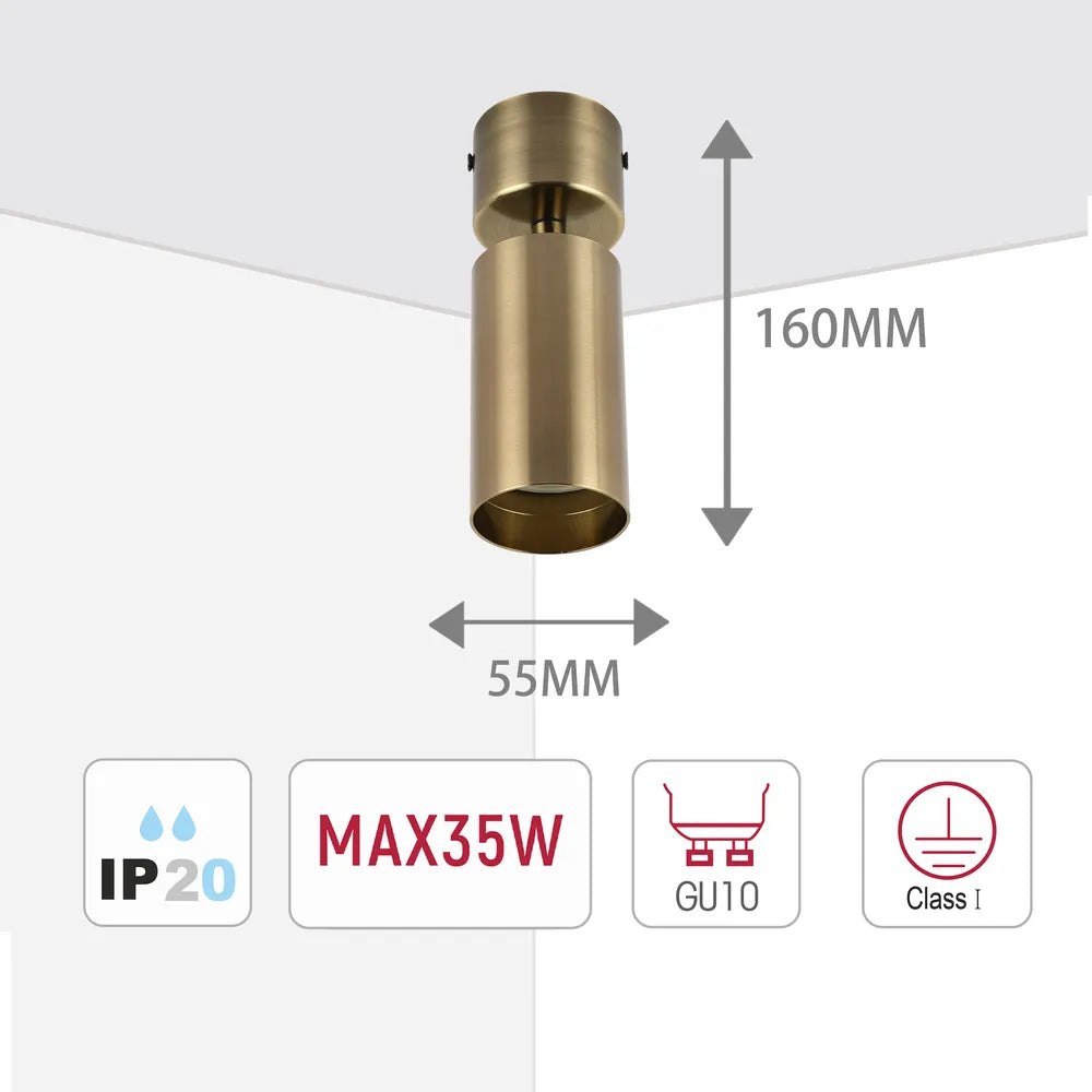 Size and technical specs of the Rotatable GU10 Surface Mounted Downlight-172-030281