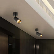 Modern rotatable GU10 surface-mounted spotlights enhance a stylish living room with sleek decor and focused lighting.172-030282