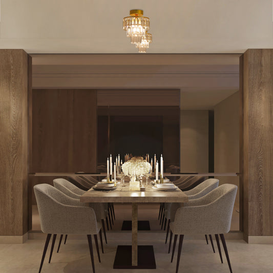 Semi-Flush Crystal Ceiling Chandelier Light 2