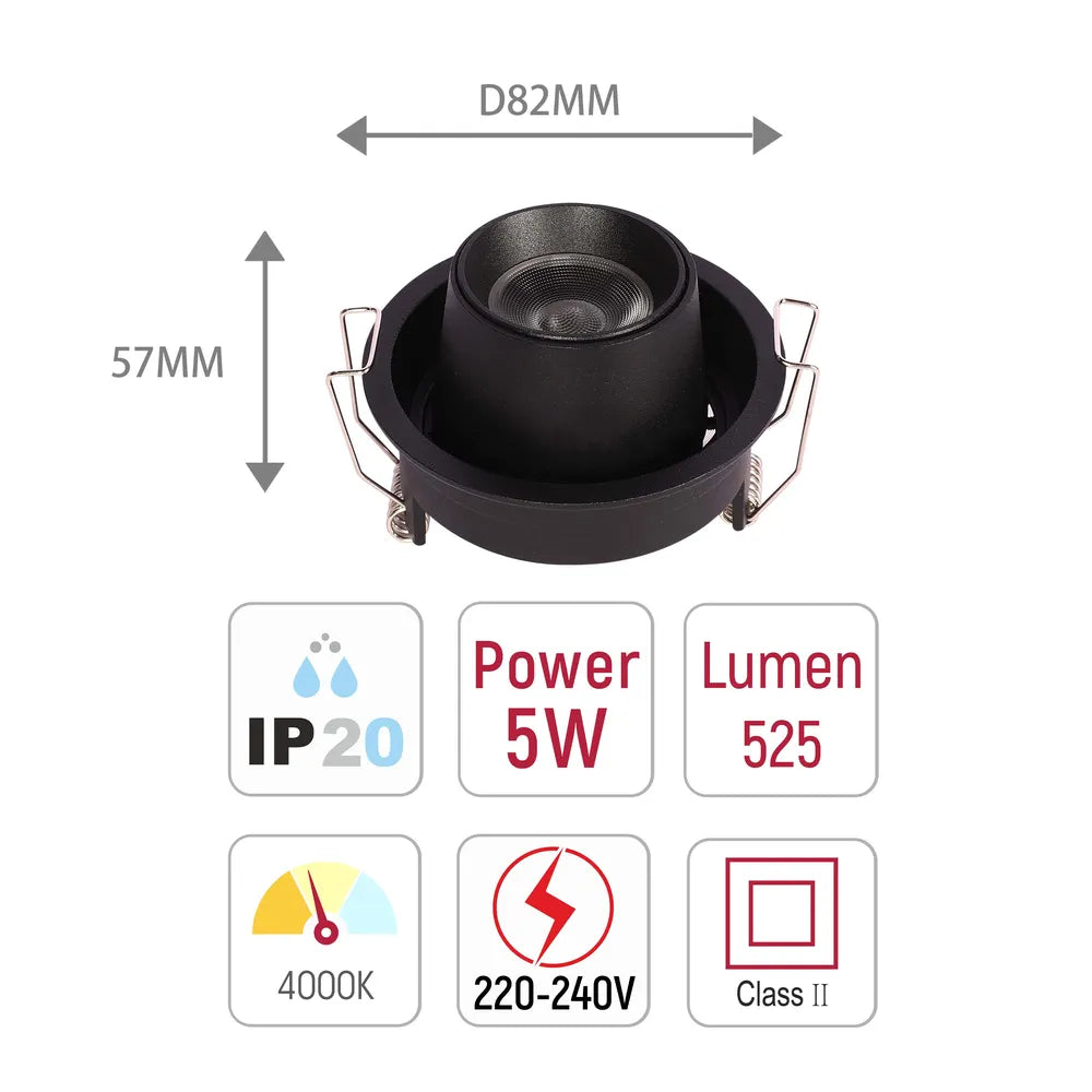 Size and technical specs of the Sentinel Adjustable Gimbal Recessed LED Downlight-143-03408