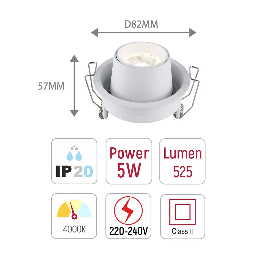 Size and technical specs of the Sentinel Adjustable Gimbal Recessed LED Downlight-143-03409