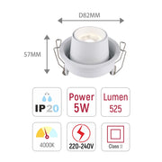Size and technical specs of the Sentinel Adjustable Gimbal Recessed LED Downlight-143-03409