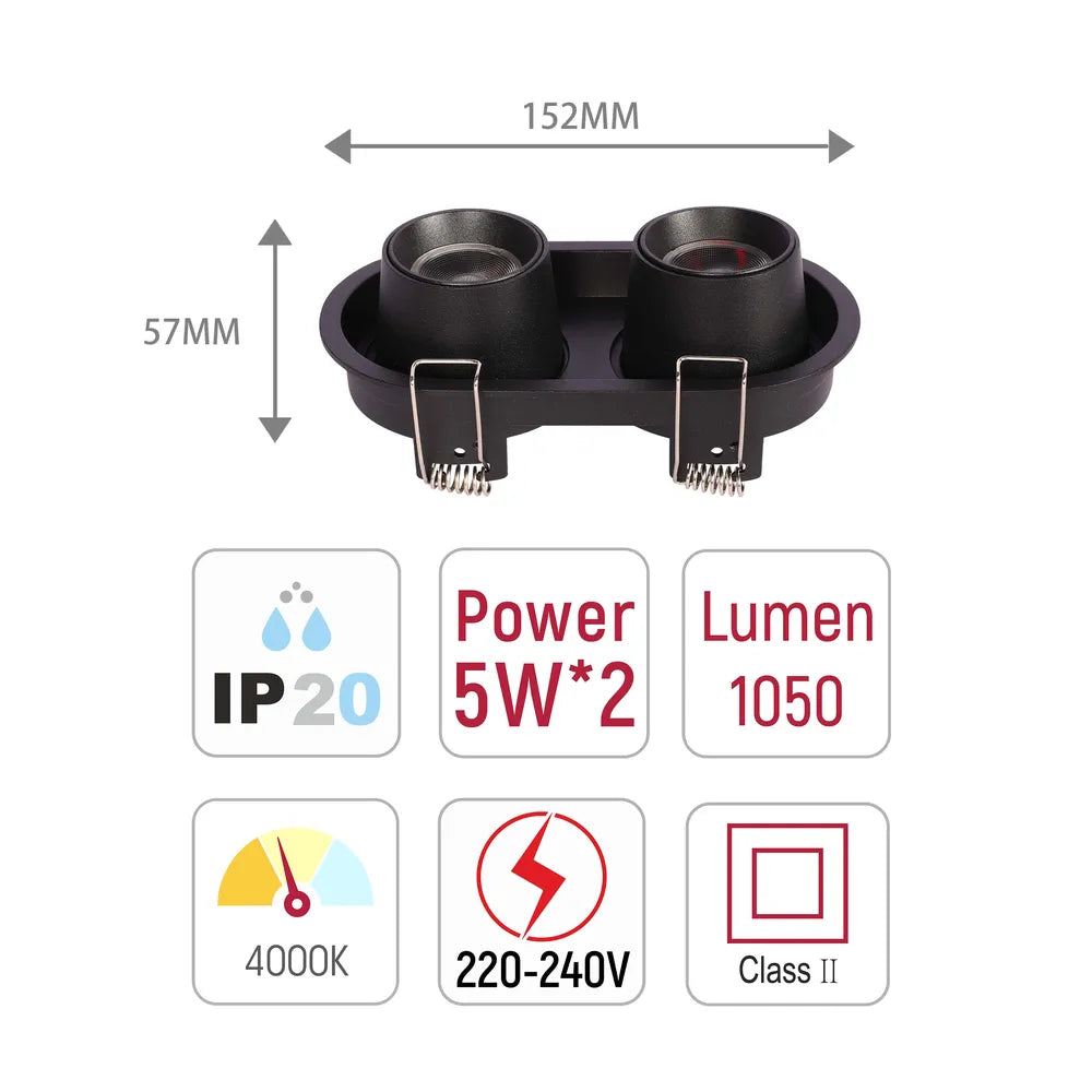 Size and technical specs of the Sentinel Adjustable Gimbal Recessed LED Downlight-143-03412