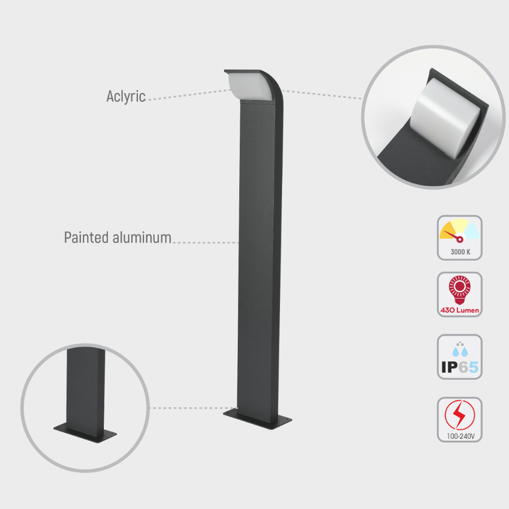 Senza LED Outdoor Pathway Bollard Lawn Light 7W 3000K 6