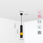 Sleek Cylinder Pendant Downlight GU10, Pendant Downlight, TEKLED 10