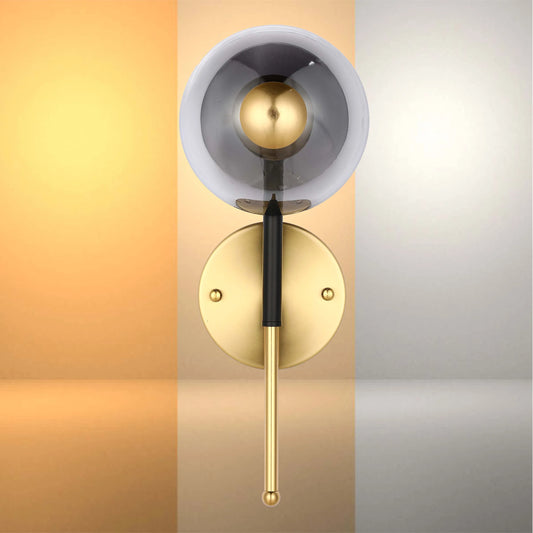 Smoked Glass and Gold Wall Light