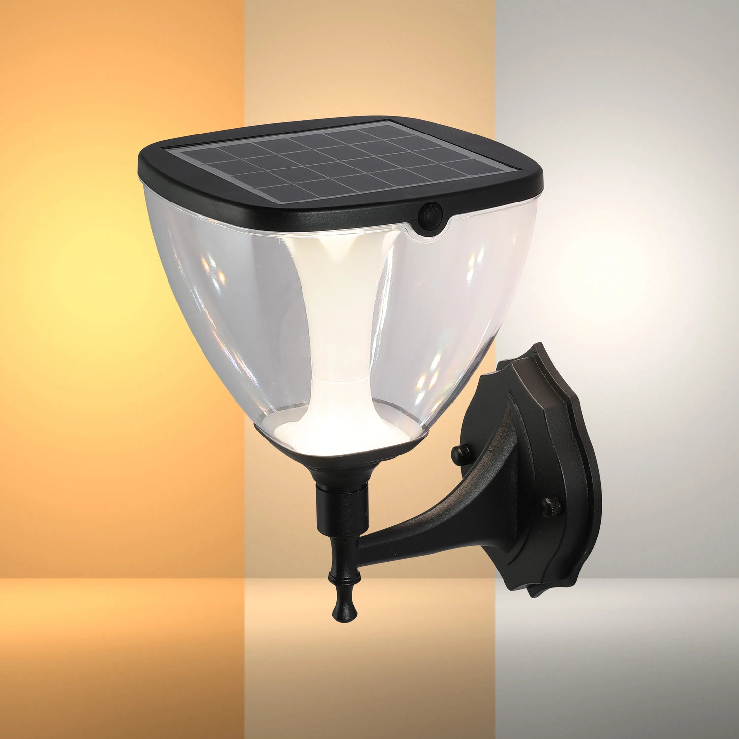 Solar Wall Lantern, Vintage-Inspired, 3CCT Color, Motion Sensor, Rechargeable Outdoor Lighting, Outdoor Wall Light, TEKLED