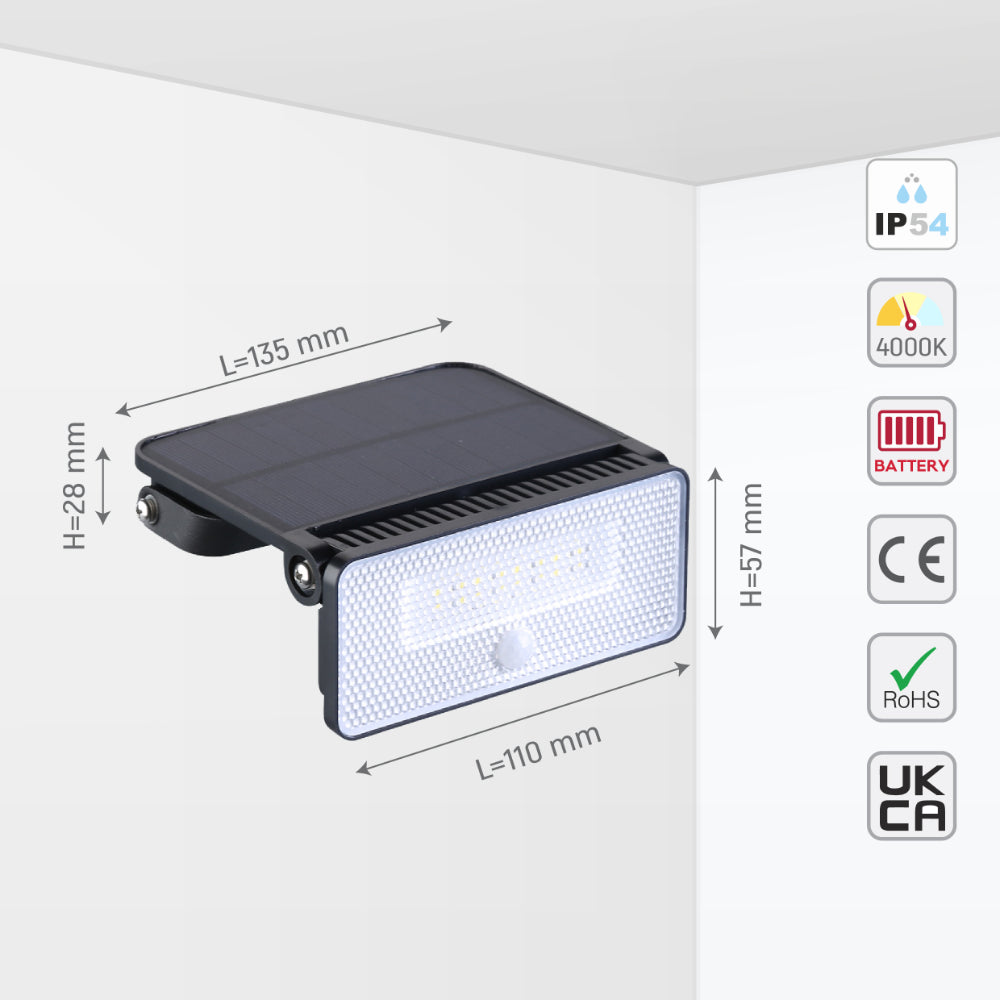 Solar-Powered LED Security Wall Light with PIR Sensor, Solar Security Light With Sensor, TEKLED 9