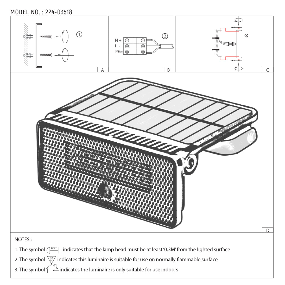 Solar-Powered LED Security Wall Light with PIR Sensor, Solar Security Light With Sensor, TEKLED 16