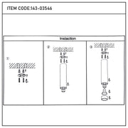 Diagram showcasing the steps to install a ceiling light fixture, with fixings and lamp shown in detail.
