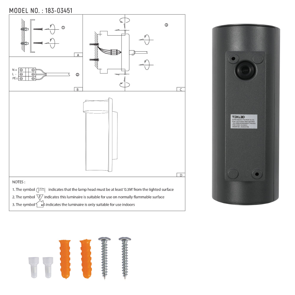 Splitted Bamboo LED Outdoor Wall Light 3000K/4000K/6500K 13W 15