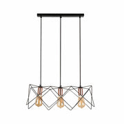 Metal Pendant Light TEKLED Star Cage Pendant Light with Rose Gold Accent and Black Metal Frame-2 Lamp-159-17028