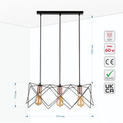 Size and technical specs of the Star Cage Pendant Light with Rose Gold Accent and Black Metal Frame-159-17028