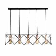 Metal Pendant Light TEKLED Star Cage Pendant Light with Rose Gold Accent and Black Metal Frame-3 Lamp-159-17030