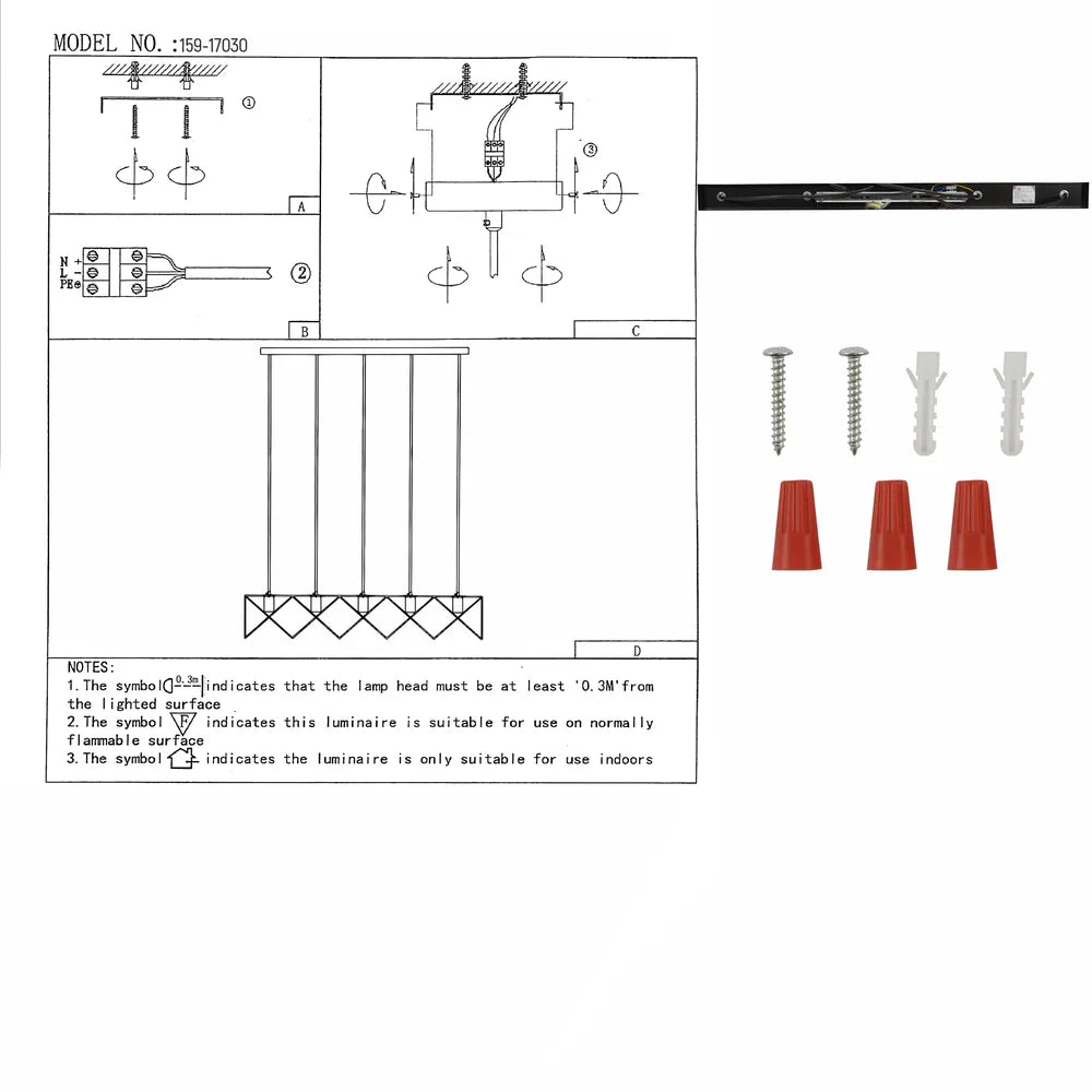 User manual for Star Cage Pendant Light with Rose Gold Accent and Black Metal Frame-159-17030