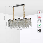 Size and tech specs of Star Crystal Chandelier Ceiling Light | TEKLED 159-18081
