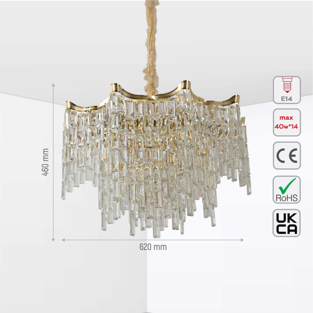 Size and tech specs of Star Crystal Chandelier Ceiling Light | TEKLED 159-18083