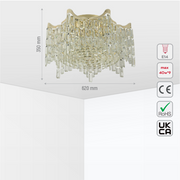 Size and tech specs of Star Crystal Flush Chandelier Ceiling Light | TEKLED 159-18057