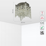 Size and tech specs of Star Crystal Flush Chandelier Ceiling Light | TEKLED 159-18059