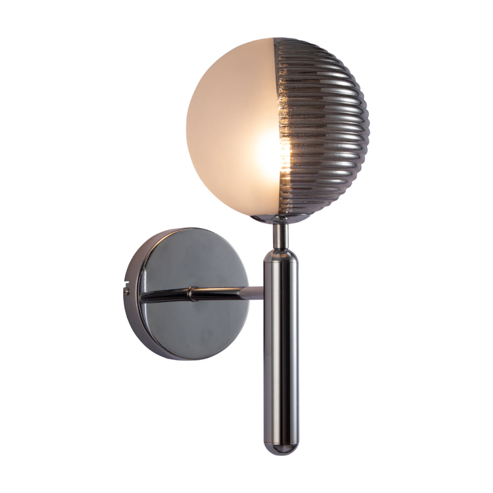 Main image of Chrome Striped Reeded Glass Wall Light
