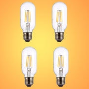 LED Filament T45 T30 Tubular Bulb E27 Edison Screw 4W Pack of 4 Warm White 1