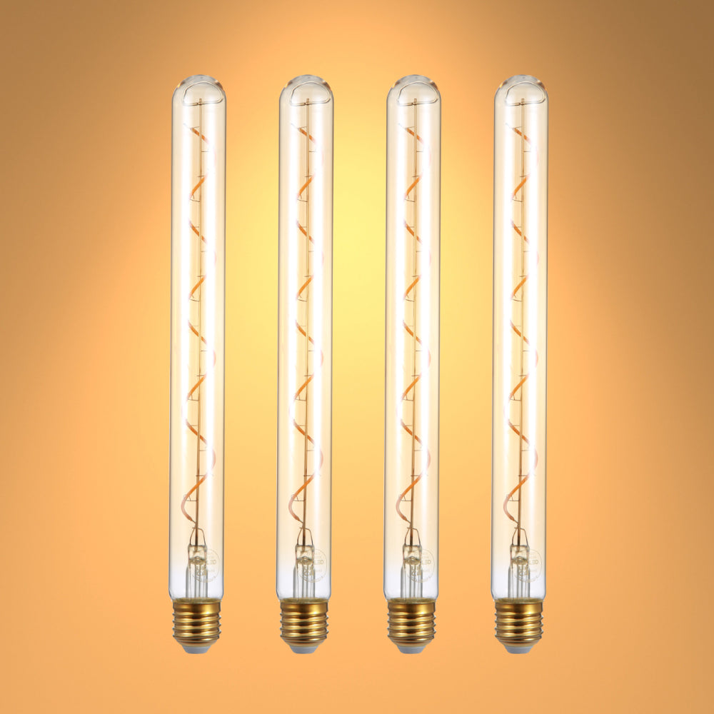 LED Filament T45 T30 Tubular Bulb E27 Edison Screw 4W Pack of 4 Warm White 20