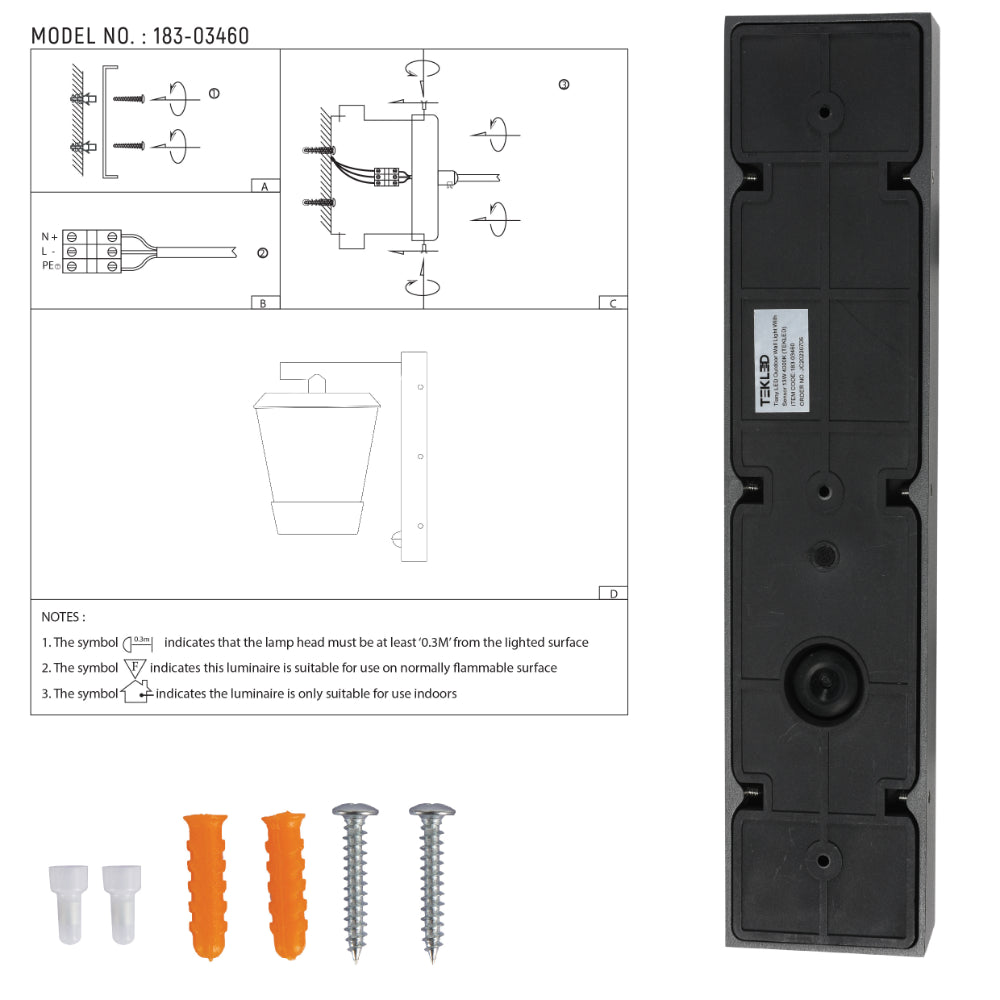 Tiany LED Outdoor Lantern Wall Light 13W 4000K 16