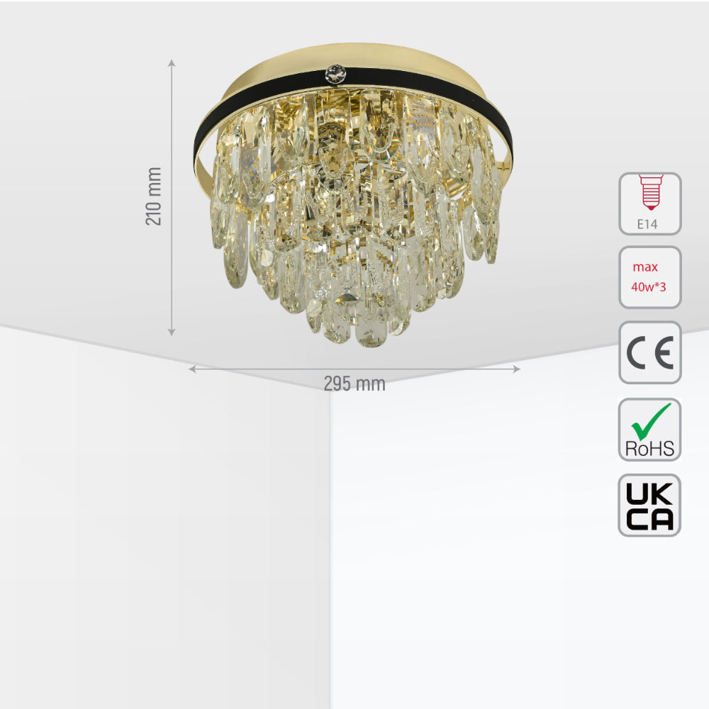 Size and tech specs of Tiered Flush Chandelier Ceiling Light | TEKLED 159-18068