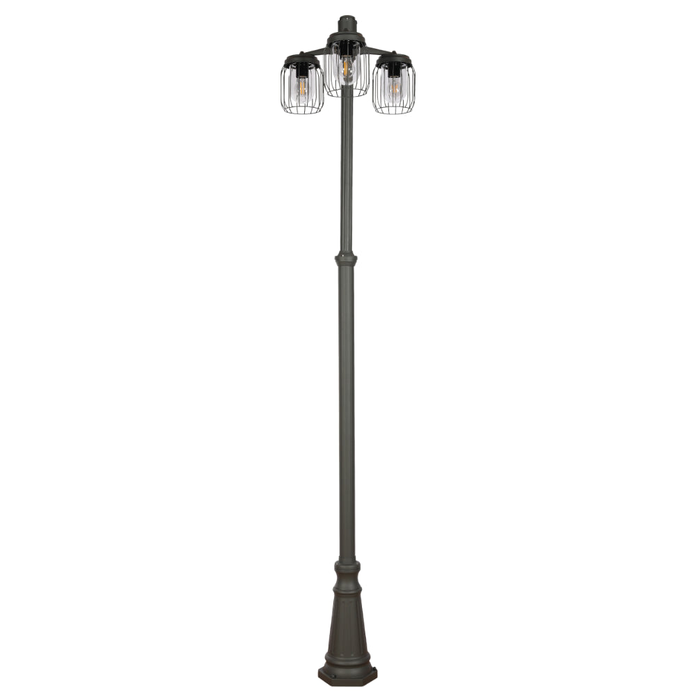 Tuela Outdoor Garden Pathway Lamp Post Top 3 Light Dark Grey 1
