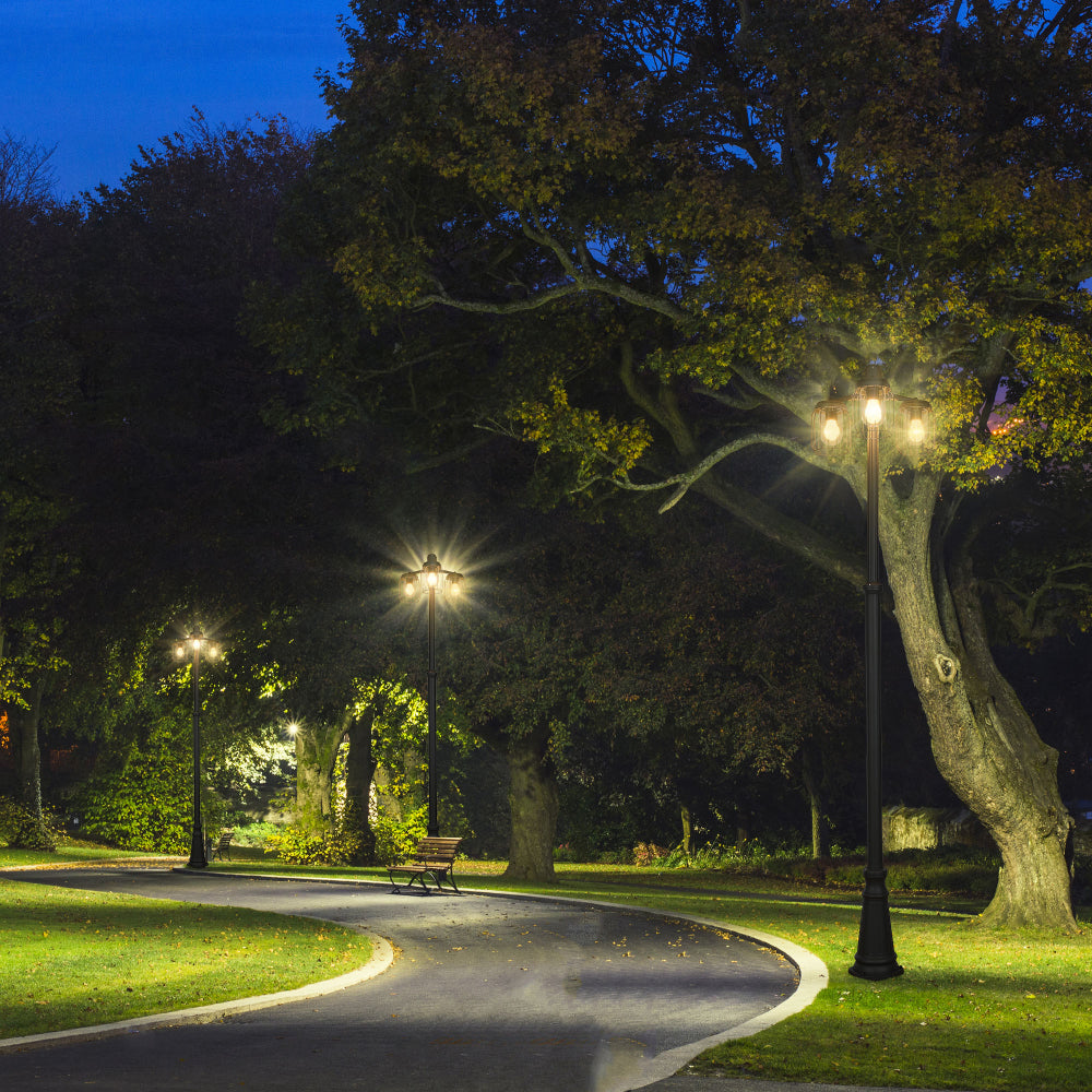 Tuela Outdoor Garden Pathway Lamp Post Top 3 Light Dark Grey 2