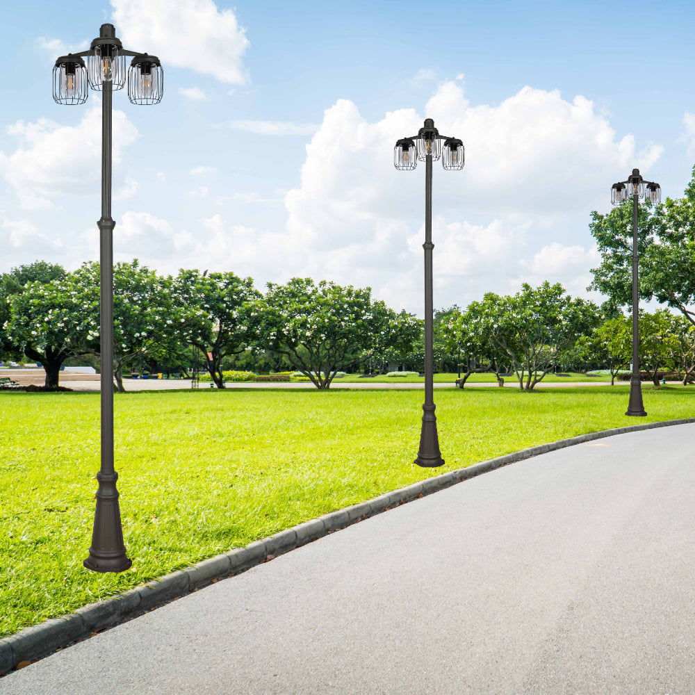 Tuela Outdoor Garden Pathway Lamp Post Top 3 Light Dark Grey 3