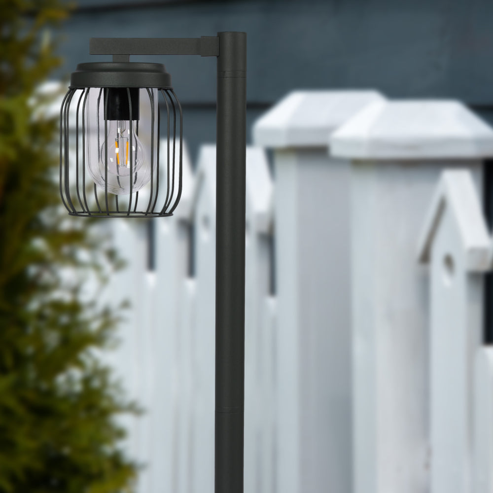 Tuela Outdoor Pathway Bollard Lawn Light E27 Dark Grey 4