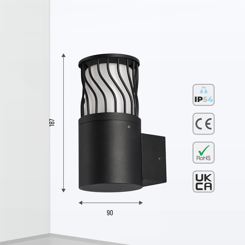 Size and technical specs of the Twilight Wave LED Lantern Wall Light-183-03470