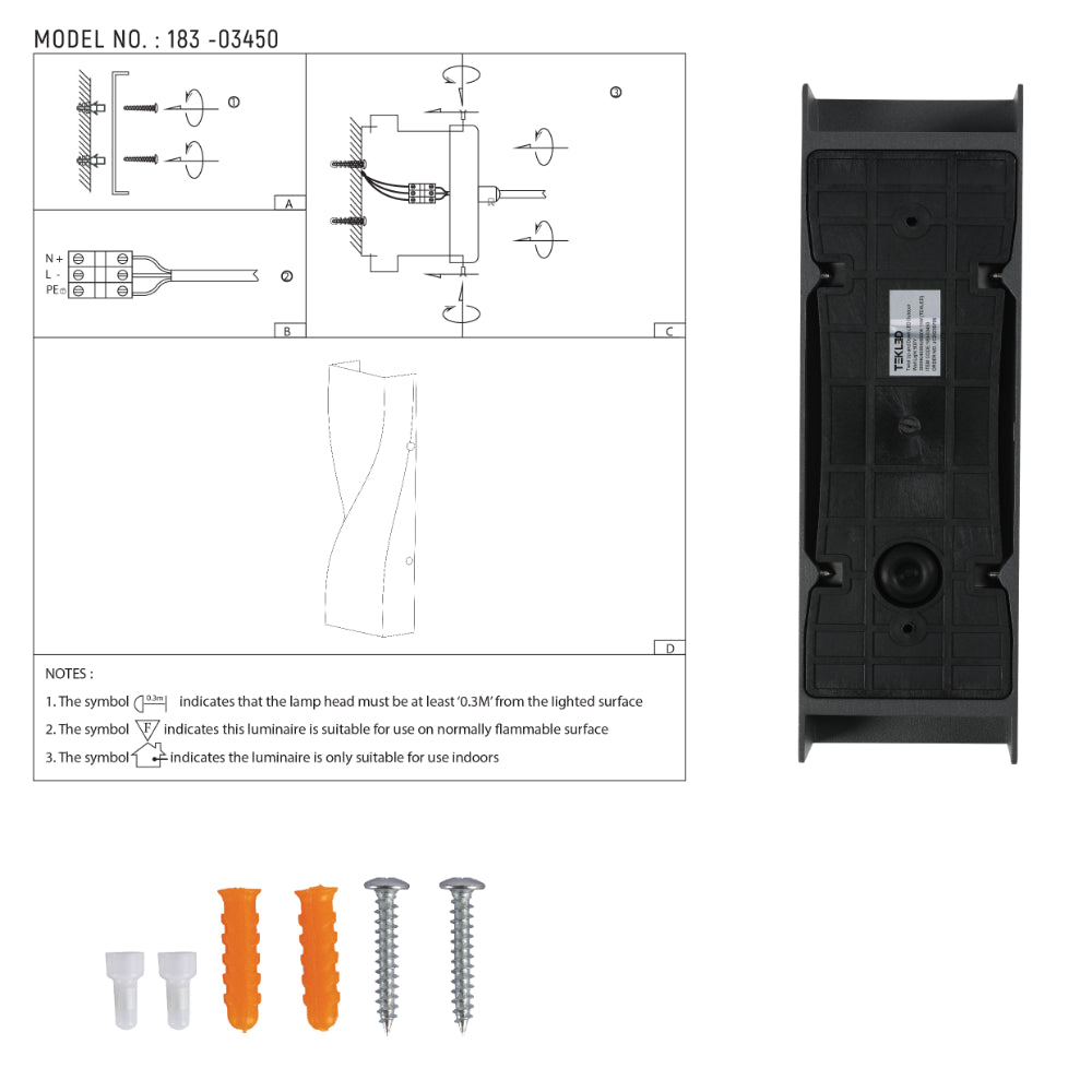 Twist Up and Down LED Outdoor Wall Light 3000K/4000K/6500K 11W 8