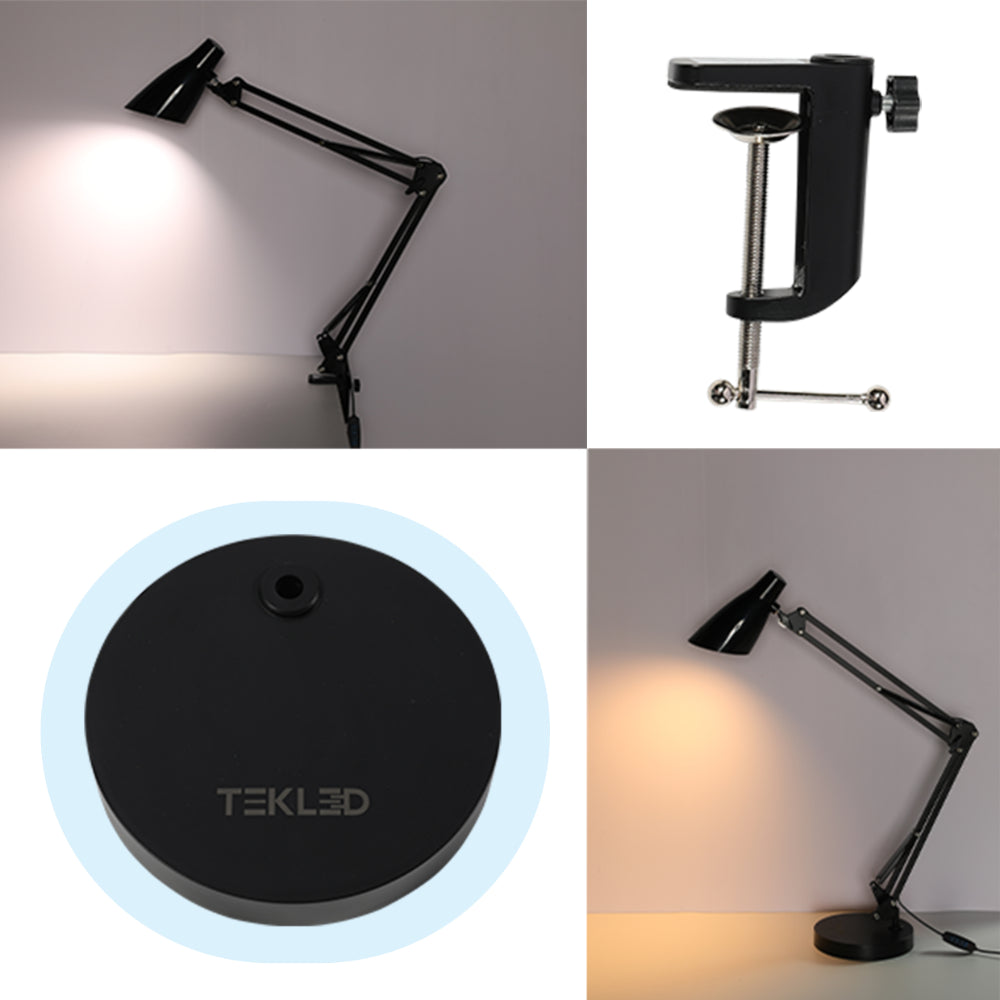 black base for tekled swing arm led desk lamps