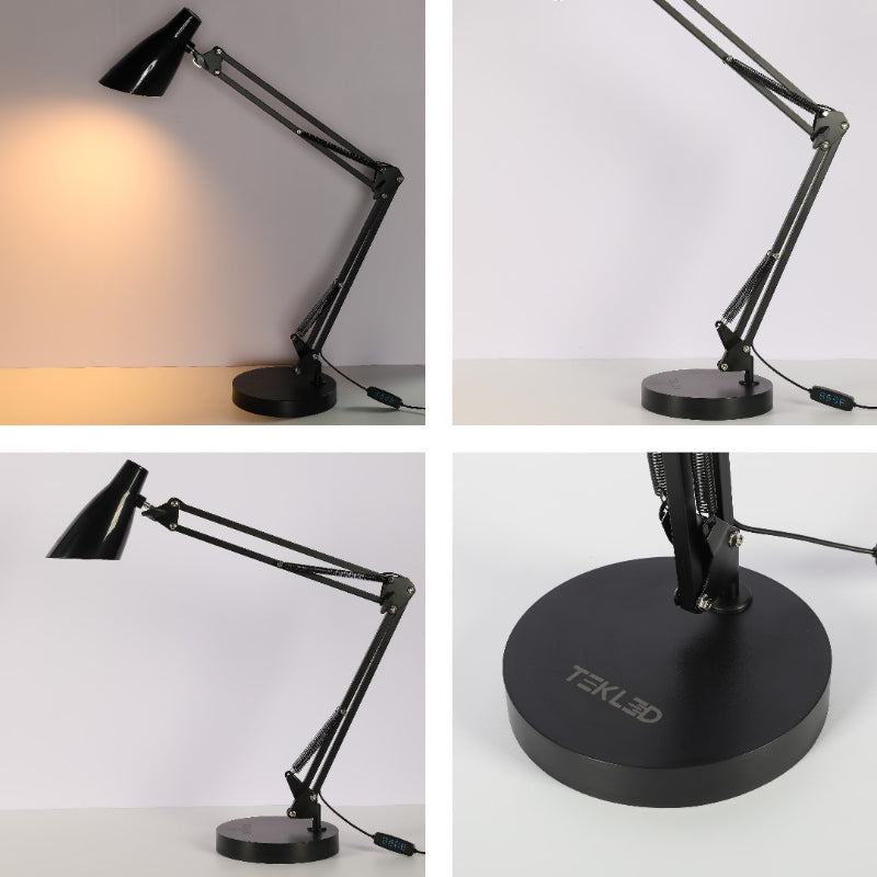 LED Swing arm  desk lamp with base black