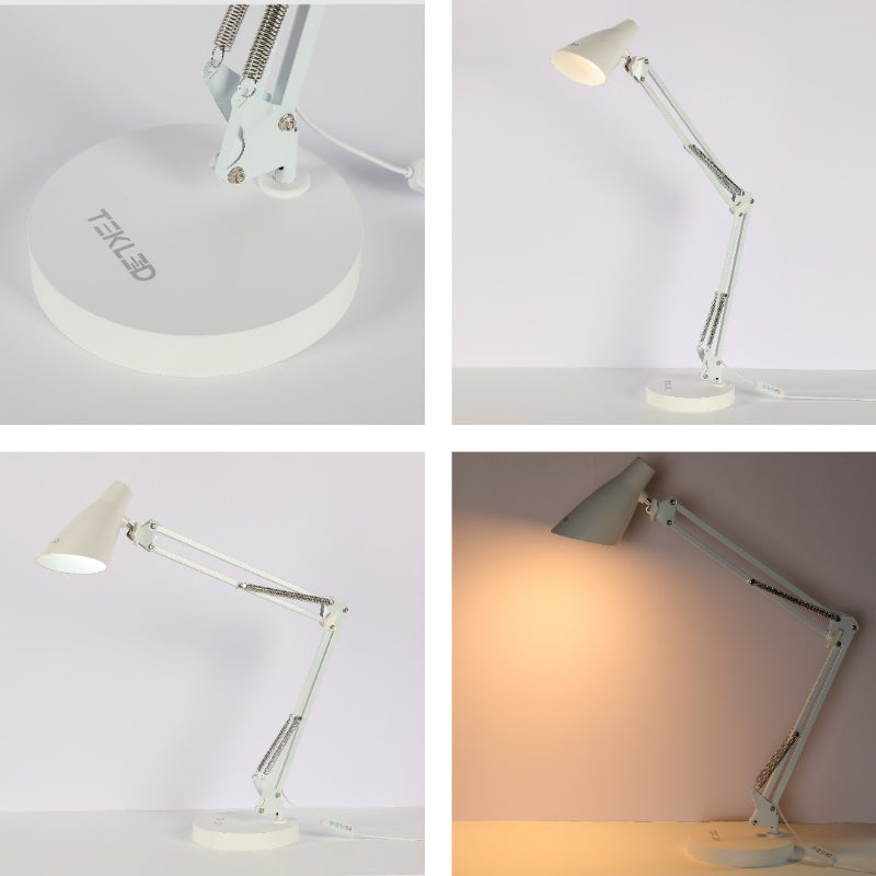 white swing arm led desk lamp with universal base