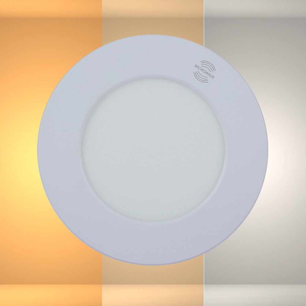 Universal Downlight LED Round Panel Light with Built-in Microwave Sensor 3000-6000K Warm White Cool Daylight