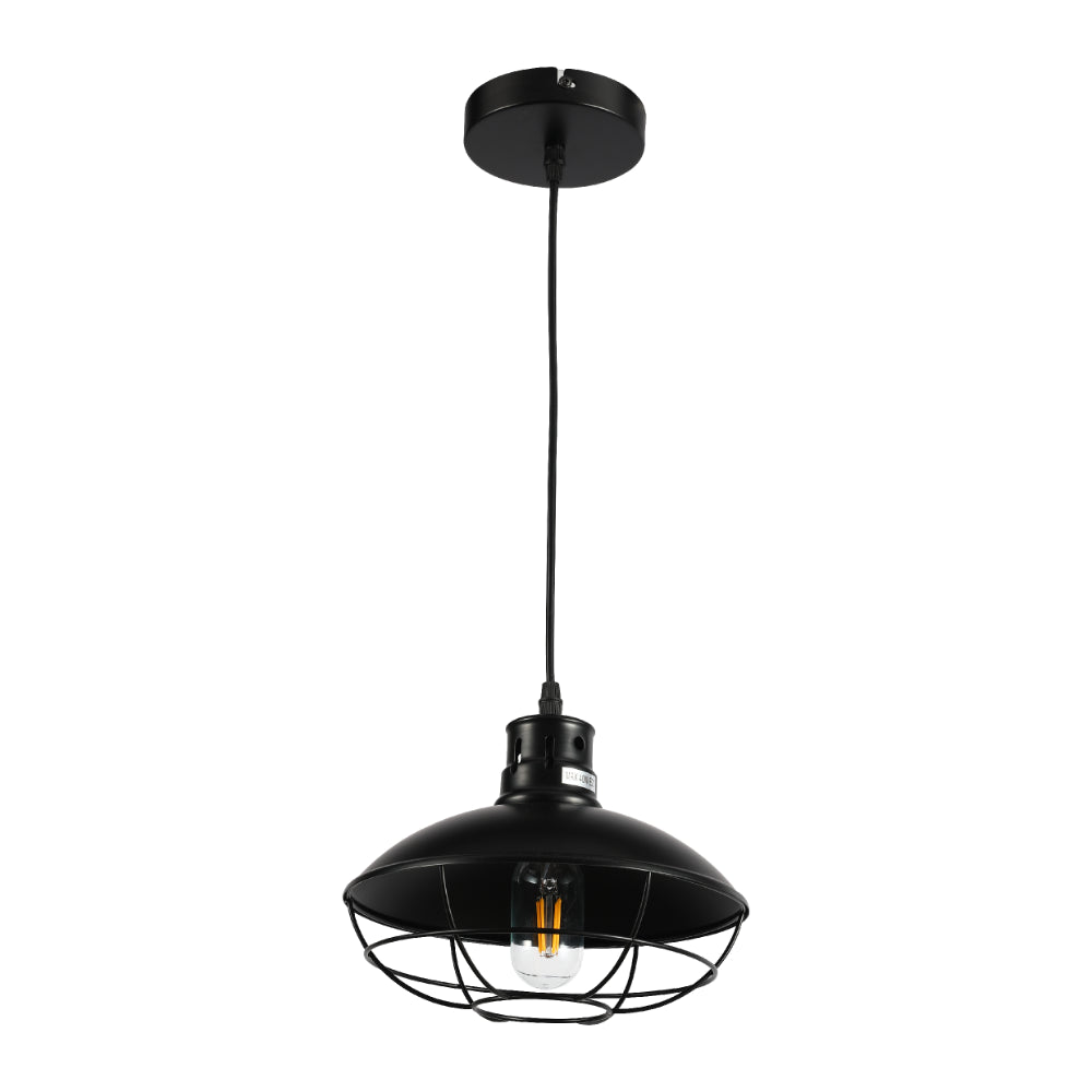 Urban Revive Caged Factory Ceiling Pendant Light Black