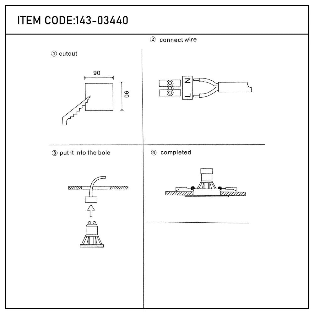 User manual for Valiant Tiltable Square GU10 Downlight-143-03440