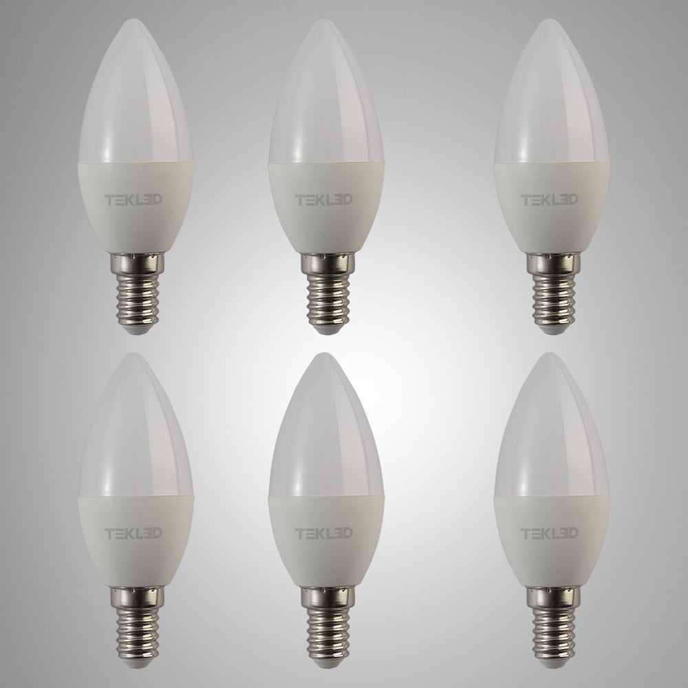 Vela LED Candle Bulb C37 Dimmable E14 Small Edison Screw 5W Pack of 6 12