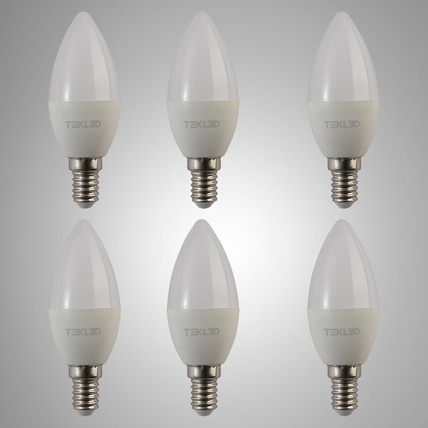 Vela LED Candle Bulb C37 Dimmable E14 Small Edison Screw 5W Pack of 6 12