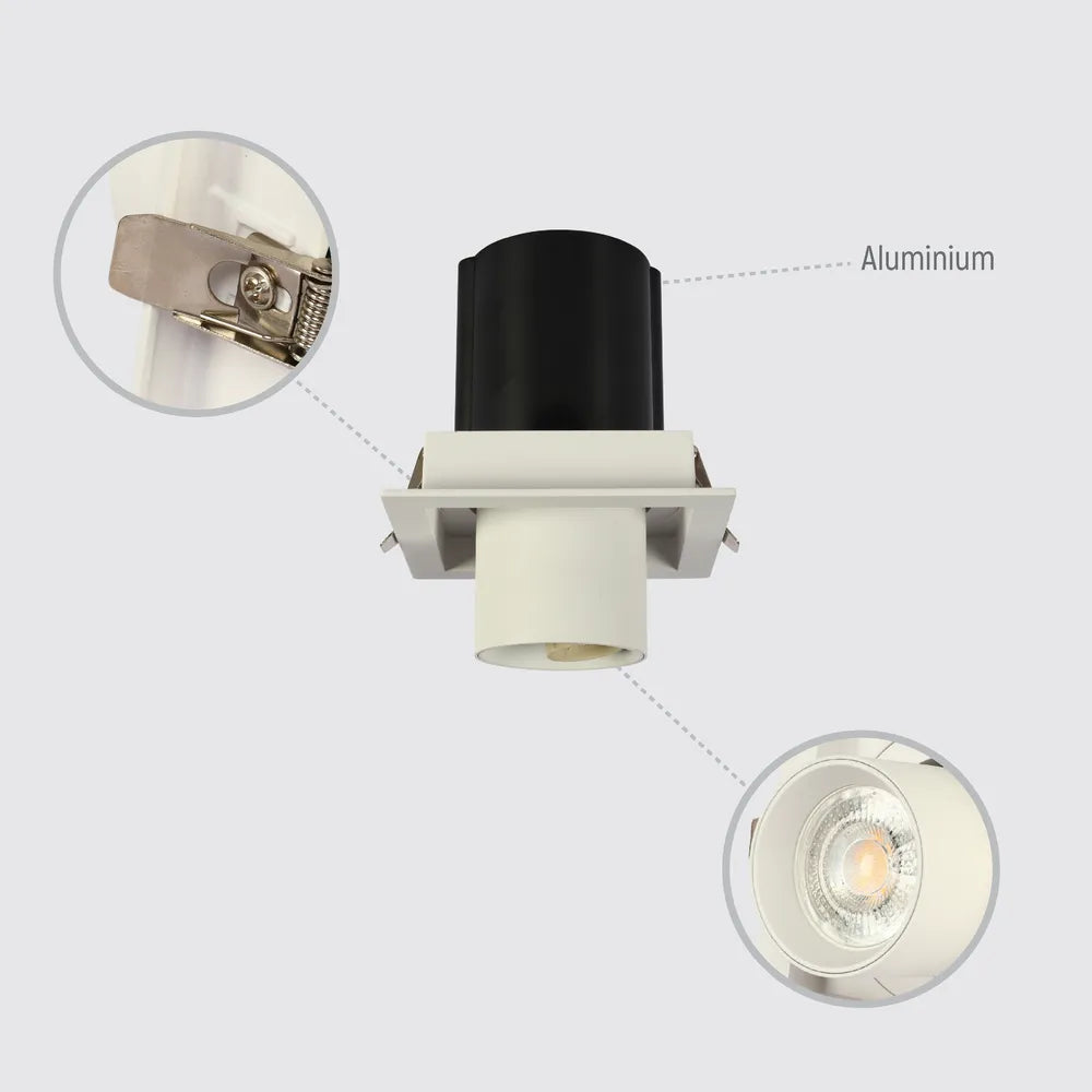 Details of the Vortex Retractable Recessed Swivel Spotlight-172-03147