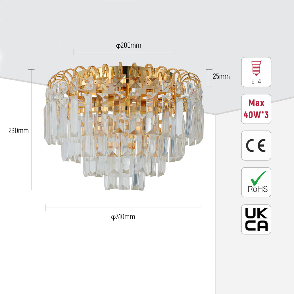 Waterfall Flush Crystal Ceiling Chandelier Light