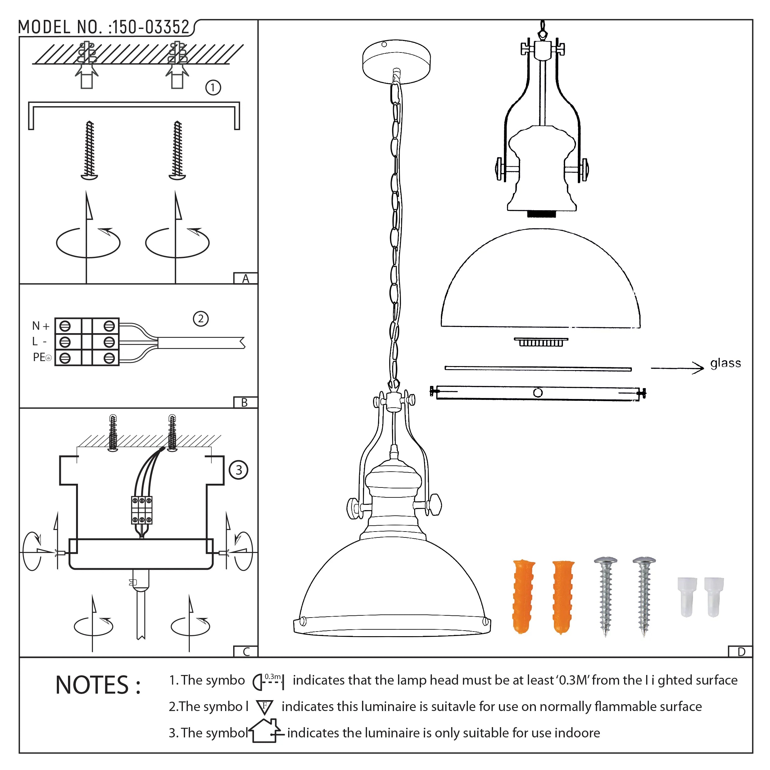 White Frosted Glass Dome Pendant Light E27