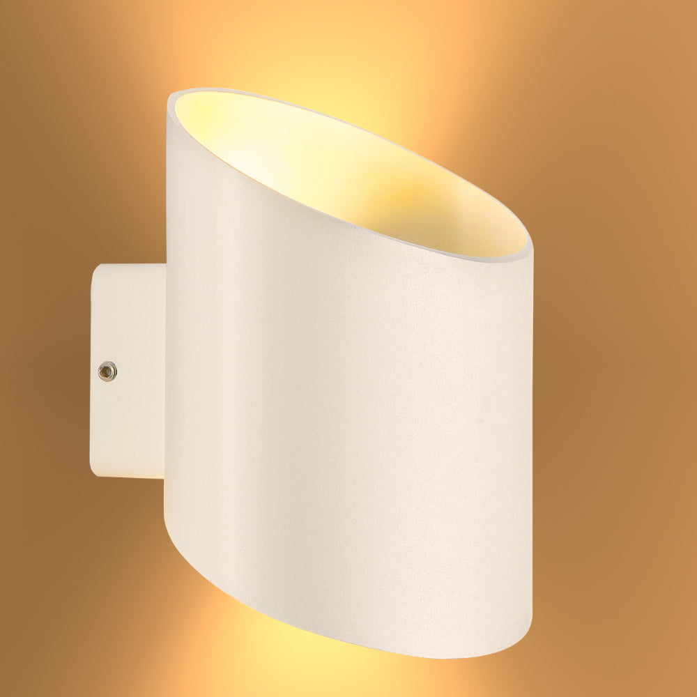White Oblique Cylinder Up Down Outdoor Modern LED Wall Light