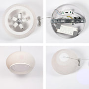 Contemporary dome pendant light. Features a fabric shade and colour temperature switch for adjustable ambience.