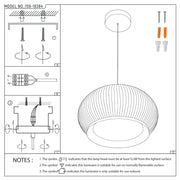 A line drawing of a pendant light with installation instructions, fixings and the model number '159-18384' displayed.